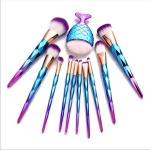 11 piece purple mermaid brushes